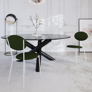 Imagem de Cadeira Fixa Estofada Vintage Elipse Com 2 Unidades Verde Musgo -branco Fosco