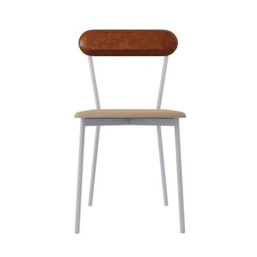 Imagem de Cadeira Fixa Estofada Vintage Emília Com 2 Unidades Areia-branco