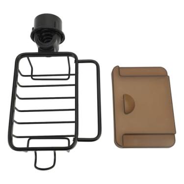 Imagem de Porta de Esponja de Cozinha, Suporte para Pia de Alumínio Com Gancho de Haste Suspenso e Bandeja de Drenagem Portador de Rack Multifuncional para a Organização da Torneira (Preto)