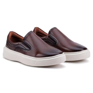 Imagem de Tênis Slip On IateMasculino Couro Confortável Calce Fácil
