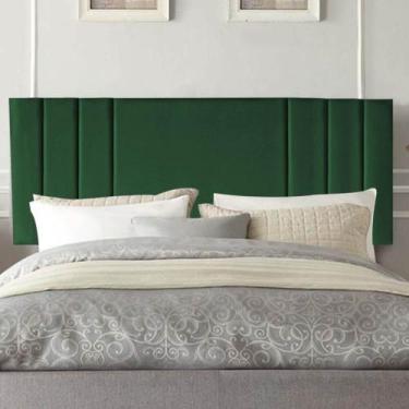 Imagem de Painel Estofado Luxo Grécia 90cm Solteiro Para Cama Box Suede Verde Mu