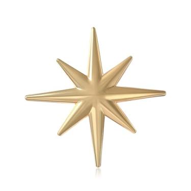 Imagem de Broche de estrela minimalista para mulheres e homens banhados a ouro/prata moda starburst broche elegante chapéu vestido bolsa terno cerimônia de gravata acessórios de roupas joias, 1.8 Inches, Metal