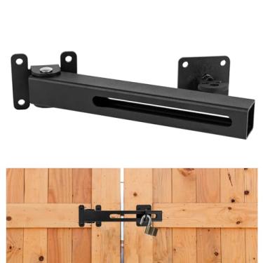 Imagem de VANROUG Trava de porta flip com orifício de cadeado, trava de trava de segurança para porta de celeiro, trava de porta ajustável para porta giratória, cerca de madeira externa, galpão, garagem,