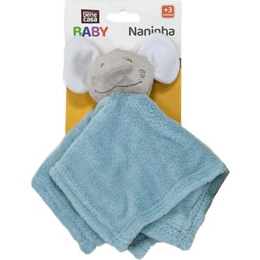 Imagem de Naninha Para Bebê Soninho Encantado 27x27cm Elefante Azul-cinza