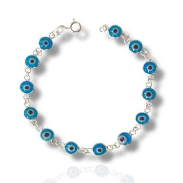Imagem de Pulseira Olho Turco / Grego Azul Claro Prata 925 Legítima - Lojas La&N