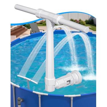 Imagem de POOLHOUR Fonte de piscina de atualização de altura 2025 - spray duplo de alta pressão ajustável para irrigação de cascata para cima e para o chão, jato de resfriamento de 360° e recursos de