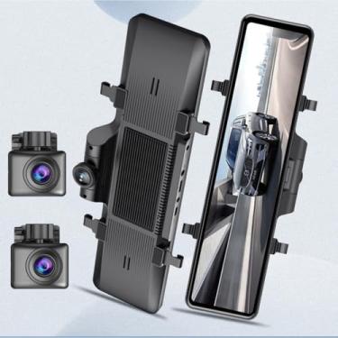 Imagem de Transmissão panorâmica de 360 graus, câmera veicular com 6 canais, câmera frontal e traseira 1080p WiFi, visão noturna, DVR, espelho retrovisor de tela de 12 polegadas, divisão de lente rotativa de