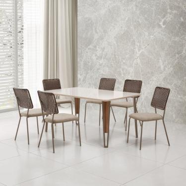 Imagem de Conjunto para Sala de Jantar com 6 Cadeiras Cancun Champagne / Bege / Marrom/ Off White