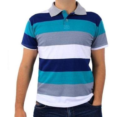 Imagem de Kit 5 Camisas Pólo Masculina Listradas Sortidas Acadado Rev - Vesttuar