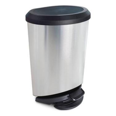 Imagem de Lixeira De Piso Oval Inox Com Pedal 20l 49x32x35cm