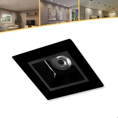 Imagem de Spot Embutir De Led 2w 3000k 24° Preto Mini Quadrado P/Teto