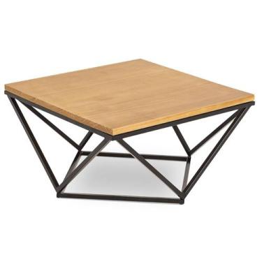 Imagem de Mesa Centro Stillus Tampo Mel Estrutura Aço Carbono Preta - 68552 - Su