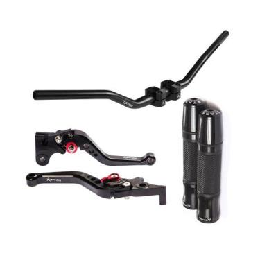 Imagem de Kit Guidão Esportivo Manopla Punho Jupiter Manete Bros Xre Tornado Fal