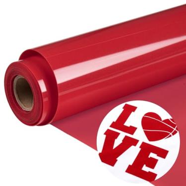 Imagem de HTVRONT Vinil Htv Flocado Vermelho - 12" X 6 Pés Transferência Térmica Flocada, Para Cricut E Máquina De Prensa Fácil Cortar Ervas Daninhas (Vermelho)