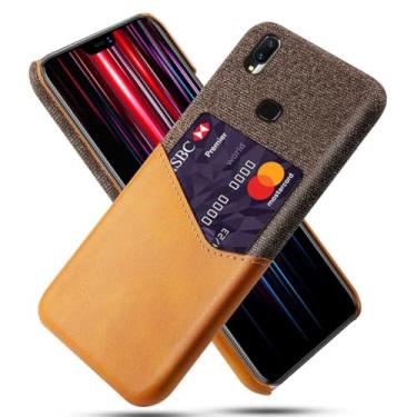 Imagem de Capa para Vivo z1 Lite,Anti-deslizamento,Proteção contra quedas de 360°,Resistência à impressão digital,Tela e caso de couro PU com 1 slot de cartão atrás-Brown