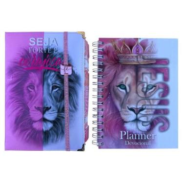 Imagem de Kit Bíblia Nlth Leão faces rosas com Abas + Agenda Planner Devocional 