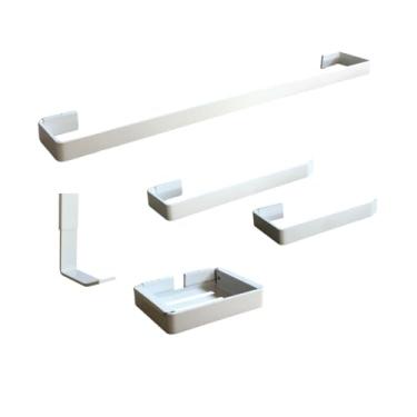 Imagem de Kit Acessórios Para Banheiro com 5 peças - Porta Toalha - Toalheiro - Porta Papel Higiênico - Saboneteira (Branco)