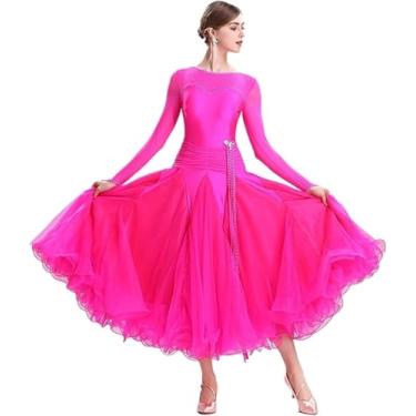 Imagem de Vestido De Dança De Salão Feminino Elegante Vestido De Dança De Salão Padrão Nacional Traje De Competição Moderno Big Swing Mulheres Valsa Dacing Roupas Roupa De Palco, Red1, S
