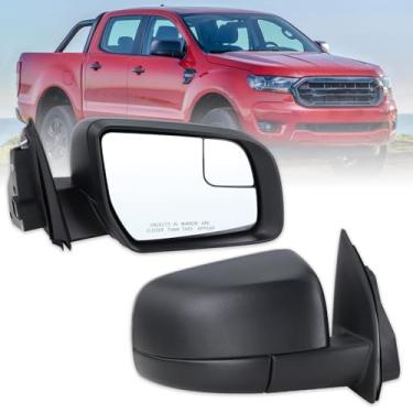 Imagem de Lqito Espelho lateral do passageiro direito compatível com Ford Ranger 2019 2020 2021 2022 2023 2024 2025 com vidro elétrico dobrável manual preto fosco substituição #KB3Z17682B (3 pinos)