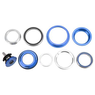 Imagem de Viaron Bicycle rolando fone de ouvido de liga de alumínio de alumínio para conexão de tubo reto de tubo de tubo reto com estrutura de rolamento duplo durável, rotação lisa de 44 (Azul)