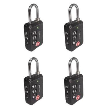 Imagem de Kit com 4 papaiz cadeado tsa com segredo zamac 30z preto - 000276