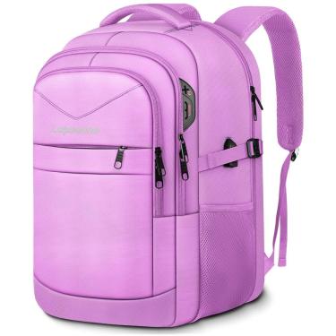 Imagem de Mochila para laptop grande Lapsouno de 17,3" com porta USB roxa clara
