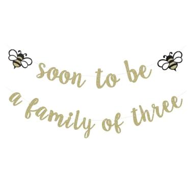 Imagem de Soon To Bee a Family of Three Banner Gold Glitter Welcome Baby Bumble Bee Tema Chá de Bebê Artigos de Festa Decoração