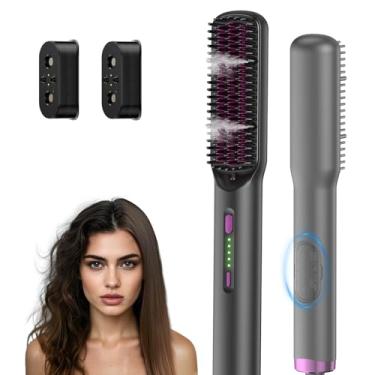 Imagem de PLZOIT Escova Alisadora De Cabelo A Vapor 2 Em 1, Aprovada Pela Msds, Com Aquecimento Rápido 30 Segundos, Pente Elétrico Portátil Óleos Essenciais, Reduz O Frizz, Nutre E Desliga Automaticamente 20