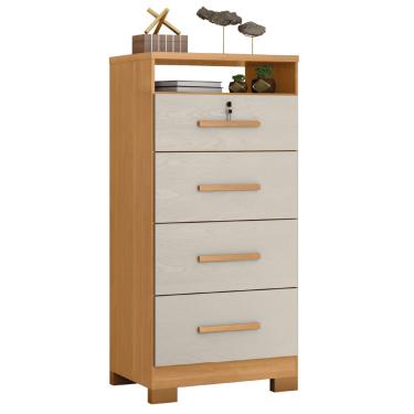 Imagem de Cômoda com Chave 4 Gavetas Primordial Max Zanzini Madeir/Off