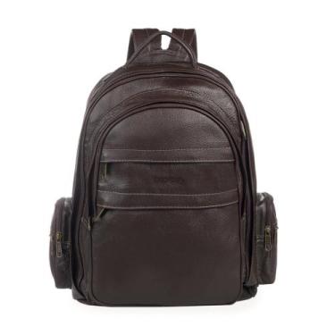 Imagem de Mochila Masculina Executiva de Couro Notebook Marrom escuro - Bagaggio