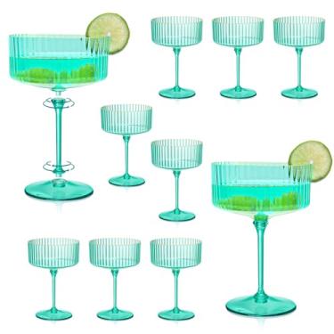 Imagem de XUWAIDSGN 12 peças de taças de champanhe martini 255 g com aro dourado removível dourado cupê copos de martini rosa conjunto de cupê de plástico Mimosa vintage para aniversário de casamento (12