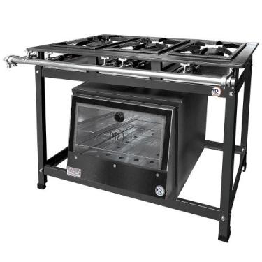 Imagem de Fogão Industrial 3 Bocas 2 Simples Baixa Pressão MR Fogões com Forno P