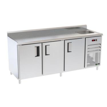 Imagem de Balcão Congelados Venâncio 200cm Linha Prime Inox Borda Espelhada com 