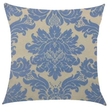 Imagem de Capa de Almofada Jacquard Azul com Dourado 43x43cm - Sua Casa Decor