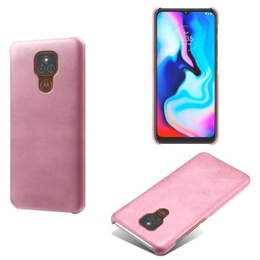 Imagem de Capa para MOTO E7 Plus,Proteção contra quedas,Casca de volta de cor sólida simples,Design de couro de imitação de plástico-Pink