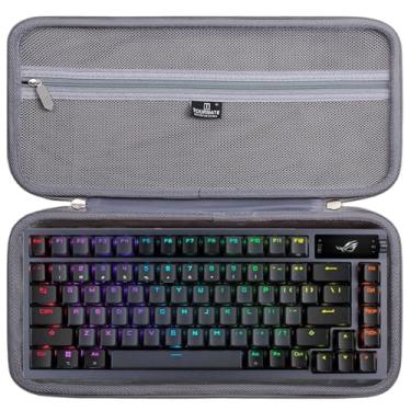 Imagem de Tourmate Capa rígida de armazenamento para teclado gamer ASUS ROG Azoth 75 – Estojo de viagem para teclado SbocKeeb/RK Royal KLUDGE/GAMAKAY/Keychron 75% (caixa para venda) (preto e cinza escuro)