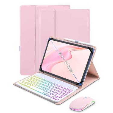 Imagem de XCHYTECHER Capa universal com teclado para tablet de 9,7 polegadas, 10,1 polegadas, 10,5 polegadas, 10,5 polegadas, 11 polegadas, iPad Samsung Fire Pixel, Android de 10,1 polegadas, teclado removível
