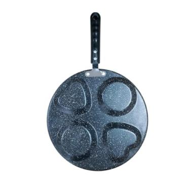 Imagem de Frigideira Antiaderente com 4 Divisórias, 24,5cm, Preta, para Ovos, Compatível com Fogão a Gás, Elétrico, Vitrocerâmico e Indução