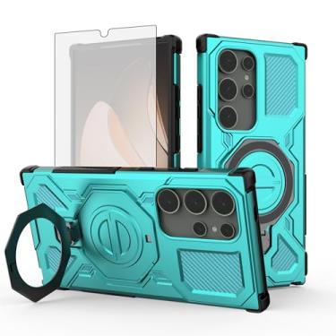 Imagem de Asuwish Capa de telefone para Samsung Galaxy S24 Ultra 5G com película protetora de tela de vidro temperado e suporte magnético suporte suporte acessórios de célula rígida protetora S24Ultra 24S S 24