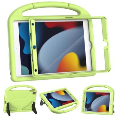 Imagem de YIHE Capa infantil para iPad 9ª/8ª/7ª geração, iPad Pro 10.5 e Air 3, capa protetora à prova de choque com suporte de alça e protetor de tela para iPads de 10,2/10,5 polegadas, verde claro