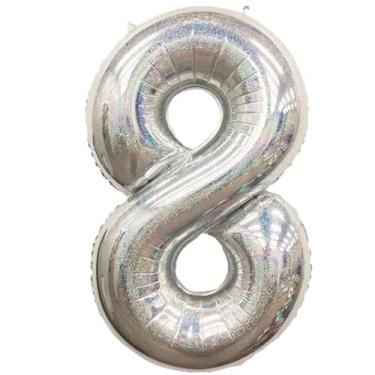 Imagem de Balão Metalizado Número Prata Nacarado - 70cm - Extra Festas, 8