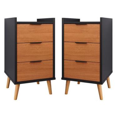 Imagem de Kit Com 2 Mesas De Cabeceira Quarto Estilo Retrô Mesa Lateral Decorati