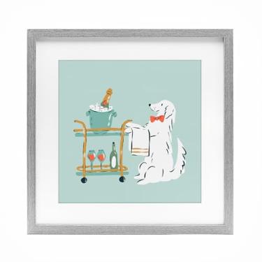 Imagem de Stupell Industries Carrinho de bebida para cachorrinhos impressão emoldurada cinza design sob vidro por Krissy Mast, 40,6 x 40,6 cm