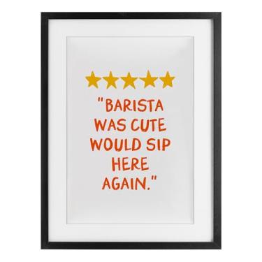 Imagem de Stupell Industries Cute Barista Rating Review Impressão emoldurada preta sob vidro design por JJ Design House LLC, 23 x 17