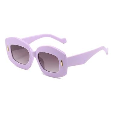 Imagem de JRLLFD Óculos de sol retrô com formato especial, feminino e masculino, luxuoso, moda para atividades ao ar livre, festa, UV400 (roxo, cinza)