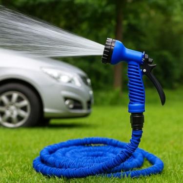 Imagem de Mangueira Expansível Grande Retrátil Flexível Esguicho 7 Jatos Irrigação Jardim Lavagem de Carro
