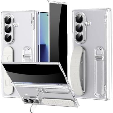 Imagem de YQODSZ Alça de pulso para Samsung Galaxy Z Fold 7, [protetor de tela de privacidade embutido] Capa de corpo inteiro com alça de dedo com suporte de dobradiça de borda elevada anti-espião capa para Z