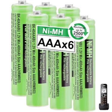 Imagem de OSIM Pacote com 6 baterias recarregáveis BK-40AAABU Ni-MH AAA 1,2 V AAA Ni-MH 400 mAh para telefones sem fio Panasonic, controles remotos, eletrônicos