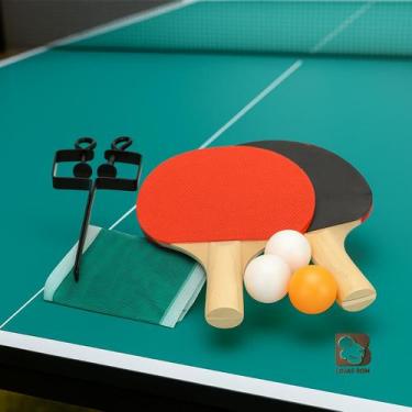 Imagem de Raquete Tênis De Mesa Ping Pong Kit 2 Raquetes Anatômica Com Borracha 