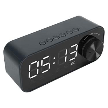 Imagem de Alto-falante de despertador digital, baixo pesado despertador duplo com grande display LED para sala de estar do quarto (azul)